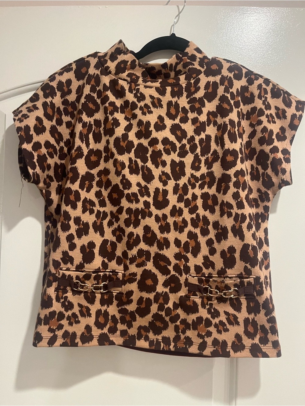 NWT Leopard Print Short Sleeve Top